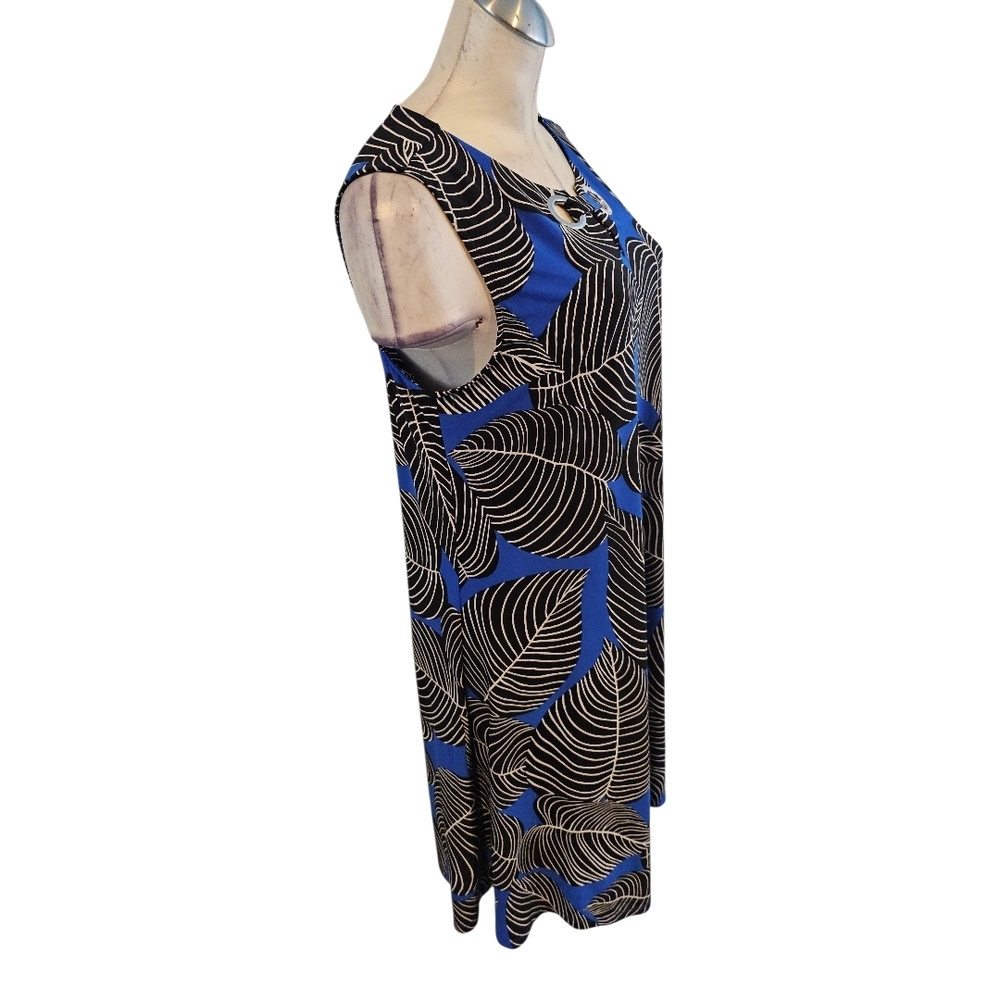 Anne Klein Size L Sleeveless Shift Dress Blue Black White - Picture 4 of 12